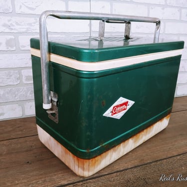 Retro Green Metal Coleman Cooler 