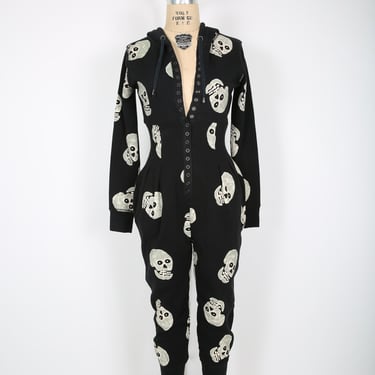 Betsey Johnson Skull Thermal Jumpsuit Romper As Seen on Rhianna Punk Goth Grunge 