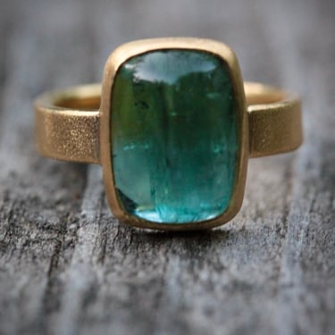 Big Sur | 8.6ct Indicolite Tourmaline Sugarloaf Rectangle Ring