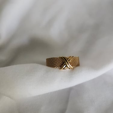 Vintage Goldtone X Flexible Ring 