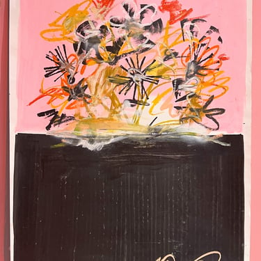 Frances Berry Pink &amp; Black Bouquet Print