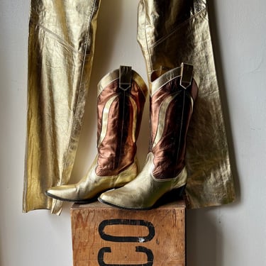 Vintage Metallic Gold & Copper Cowboy Boots / women's 6.5-7