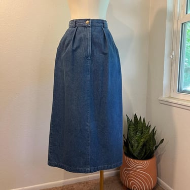 Vintage Gotcha Covered 90s USA 100% Cotton Denim Jean Midi Skirt Size 8 