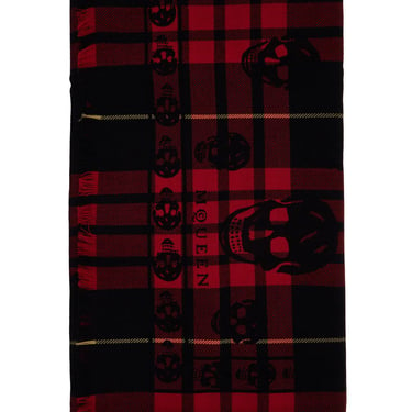 Alexander Mcqueen Tartan Wool Skull Scarf In Men