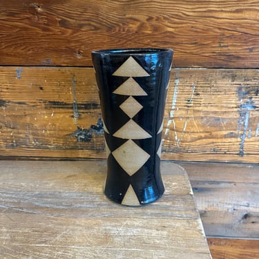Vase - Black and Brown Triangle Pattern 