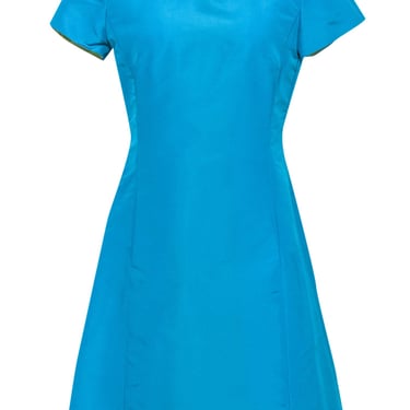 Sara Campbell - Teal Short Sleeve Silk A-Line Dress Sz 6