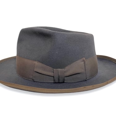 Vintage 1940s BARRISTER Fedora ~ size 7 1/4 to 7 3/8 ~ Hat ~ Bound Edge ~ Stetson Whippet Clone ~ Fur Felt 