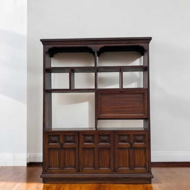 Vintage Freestanding Wall Unit – Wooden Room Divider, Storage Shelf, Antique Display Cabinet, Multi-Function Bookcase 
