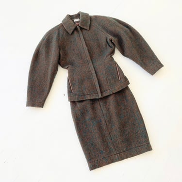 1980s Alaïa Bouclé Wool Skirt Suit 