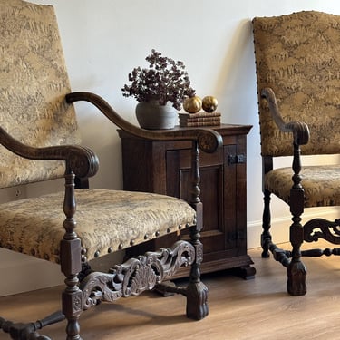 Set of Two Antique French Tapestry Chairs 