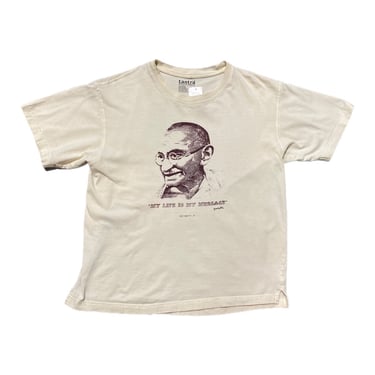 (M) Beige "My Life is My Message" Ghandi Tantra T-Shirt 090122 JF