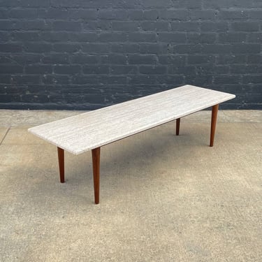 Mid-Century Modern Italian Travertine Stone Coffee Table, c.1960