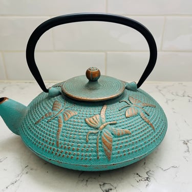 Loose Leaf Cast Iron Blue Butterfly Japanese Teapot with Infuse Filter Insert by LeChalet