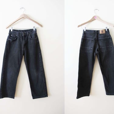 Vintage 2000s High Waist Carpenter Jean Pants 24 waist XS Petite - Y2K Black Denim Baggy Womens Pants 