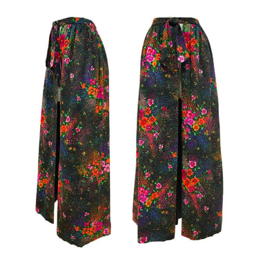 Vtg Vintage 1960s 60s Dayglo Era Rhinestone Bedazzled Floral Layering Maxi Skirt 
