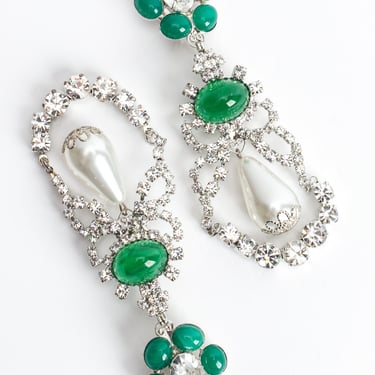 Floral Crystal Pearl Earrings