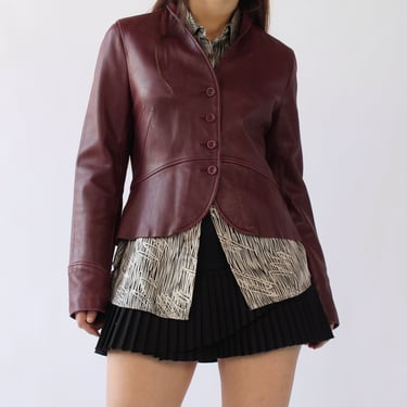 2000s Butter Soft Sangria Leather Jacket