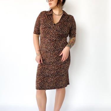 Y2K Leopard Print Wrap Dress, sz.XL-2XL