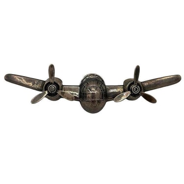 925 Sterling Silver B-25 Mitchell Aircraft Brooch w/ Moving Propeller Props 