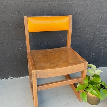 Oak Child\u2019s Chair with Yellow Back