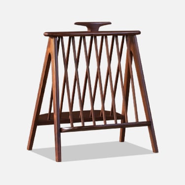 Arthur Umanoff Walnut Sculpted Magazine Rack for Washington Woodcraft 