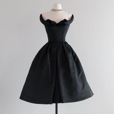 Vintage 1950's Harvey Berin Silk Faille Cocktail Dress / Small