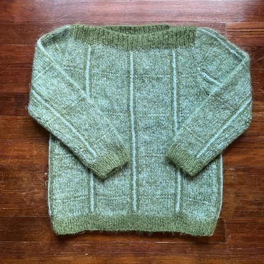 Vintage 60s 70s Mohair Boatneck pull over sweater size L 