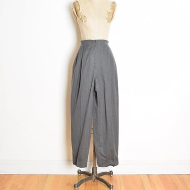 vintage 90s pants gray wool high waisted tapered leg pleated dress trousers M L clothing 