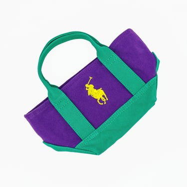 Vintage Ralph Lauren Polo Bag Mini Top Handle Bag Sporty Polo Bag Preppy Handbag Vintage Color block Mini Tote bag Summer Cloth Bag 
