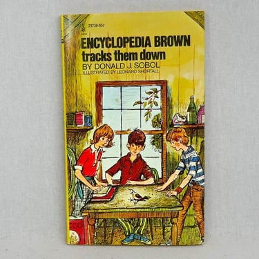 Encyclopedia Brown Tracks Them Down (1971) by Donald J. Sobol - Boy Detective - Vintage Children's Mystery Novel Book 