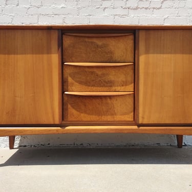 Mid Century English Modern Burlwood and Oak Buffet 