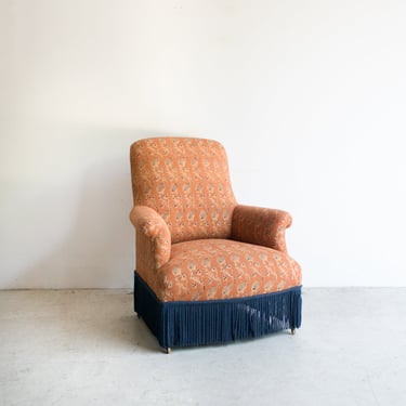 Vintage Block Print Napoleon Arm Chair | Rupa Saffron
