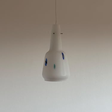 Vintage Multicolor Murano Murrina Pendant Lamp / Mid Century Art Glass Ceiling Light / Italian Handcrafted Cased Glass Shade / 1950s 