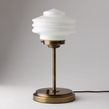Art Deco Table Lamp - Hand Blown Glass - Brass  Lighting - Table Lamp - Art Deco Light - Dimmable Lamp - Desk Lighting 