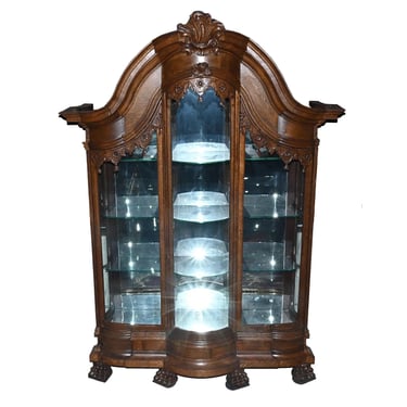 Antique Cabinet, Glass Display, Large, Windowed, Carved, Museum Quality, 1800s!