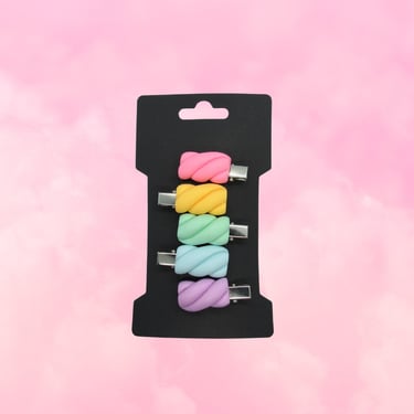 Candy Hair Clip Set Pastel Rainbow Kawaii Licorice Mini Barrette Clips 