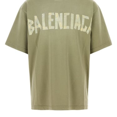 Balenciaga Men Sage Green Cotton Oversize T-Shirt