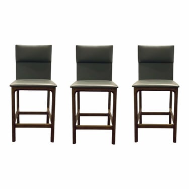 Interlude Home Modern Gray Faux Leather Counter Stools Set of Three