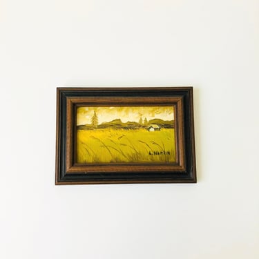Tiny Vintage Landscape Oil Painting 