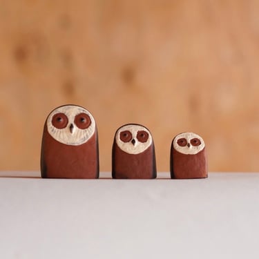 Danish Ceramic Family of 3 Owls by Thyssen Keramik 