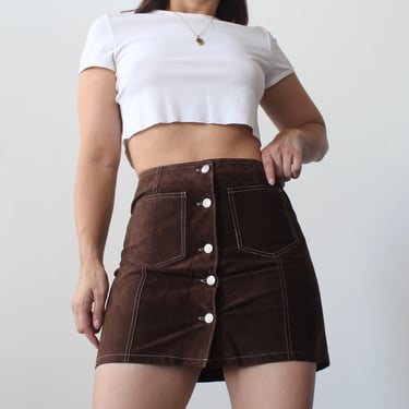 Vintage Chocolate Suede Miniskirt - W26