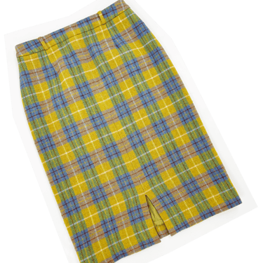 John Galliano F/W 2000 plaid wool pencil skirt