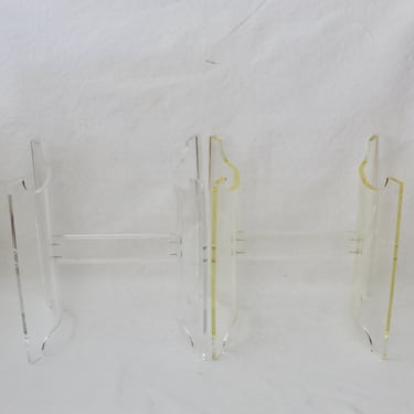 1970s Pair Lucite Acrylic Clear Curve Sided End Side Tables Bases 