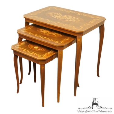 HIGH END Vintage Italian Imported Lacquered Marquetry Accent Nesting End Tables 