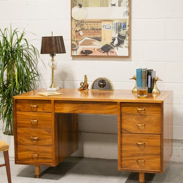 Double Pedestal Walnut Desk