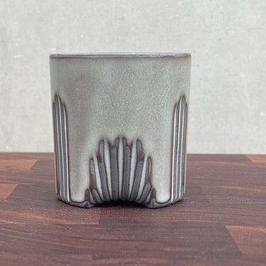 Black Porcelain Ceramic "Deco" Cup- Satin Blue Charcoal 