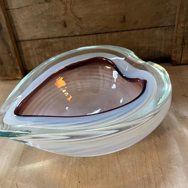 Vintage Murano Glass Heart Shaped Bowl Ashtray 