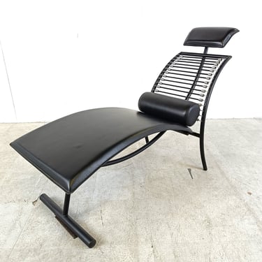 Vintage chaise longue in the manner of Rene Herbst, 1990s - vintage chaise longue - vintage lounge chair 