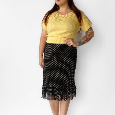 Y2K Polkadot Bias Cut Skirt, sz. XL