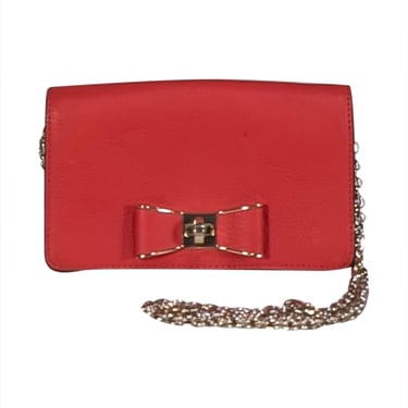 Kate Spade - Red Pebbled Leather Bow Turn Lock Crossbody Bag